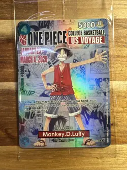 One Piece Monkey D Luffy US Voyage College Basketball PROMO *SEALED* - Image 1