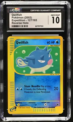 CGC 10 GEM MINT Qwilfish 2002 Expedition 127/165 Reverse Holo Pokemon Card - Image 1
