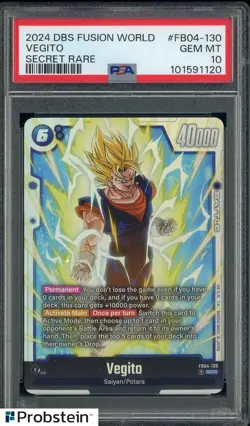 2024 DBS CARD GAME FUSION WORLD ULTRA LIMIT #FB04-130 VEGITO SECRET RARE PSA 10 - Image 1