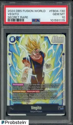 2024 DBS CARD GAME FUSION WORLD ULTRA LIMIT #FB04-130 VEGITO SECRET RARE PSA 10 - Image 1