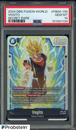 2024 DBS CARD GAME FUSION WORLD ULTRA LIMIT #FB04-130 VEGITO SECRET RARE PSA 10 - Image 1