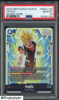 2024 DBS CARD GAME FUSION WORLD ULTRA LIMIT #FB04-130 VEGITO SECRET RARE PSA 10 - Image 1