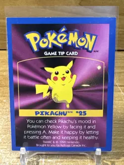 Pokemon Pikachu #25 Game Tip Card Kellogg Canada Played Condition - Image 1