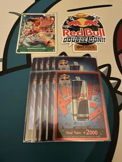 Red Bull x One Piece Card Game Double Don!! Monkey.D.Luffy Promo + Foil Don Set - Image 1