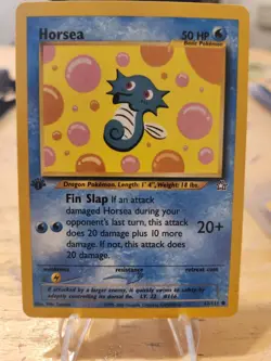 1st Edition Neo Genesis Horsea 62/111 Pokemon Card WOTC Vintage 2000 LP * - Image 1