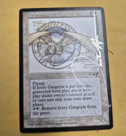 MTG Alliances Ivory Gargoyle Silver Signed Quinton Hoover Magic Unplayed NM - Image 1