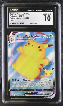 [CGC 10] Surfing Pikachu VMAX 009/025 Celebrations Holo POKEMON - Image 1