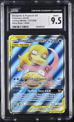 [CGC 9.5] Slowpoke & Psyduck GX 217/236 Unified Minds Full Art POKEMON - Image 1