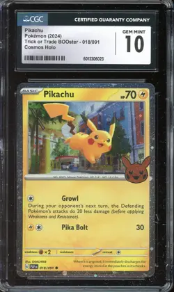 [CGC 10] Pikachu 018/091 - 2024 Trick or Trade BOOster Cosmos Promo POKEMON - Image 1