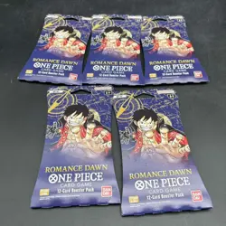 Lot of (5) One Piece EN OP-01 Romance Dawn Sleeved Booster Packs Sealed - Image 1