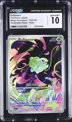 CGC 10 Bulbasaur 133/132 Illustration Rare Mega Evolution Pokemon Card - Image 1