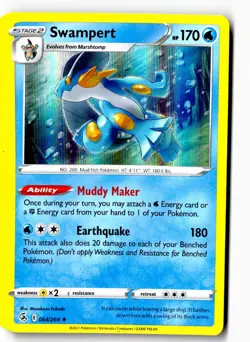 Swampert Holo Rare SWSH08: Fusion Strike 064/264 LP Pokemon Trading Card - Image 1