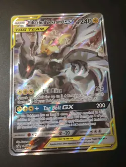Pokemon Pikachu & Zekrom GX TAG TEAM SM168 Holo Rare Lightning Basic 240 HP Card - Image 1