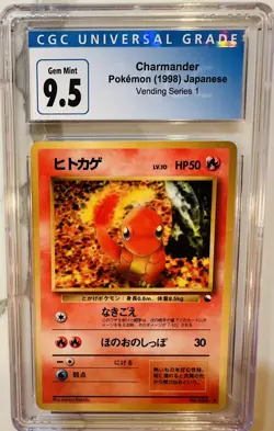 1998 POKEMON VENDING SERIES 1 JPN #4 CHARMANDER CGC 10 Gem Mint - Image 1