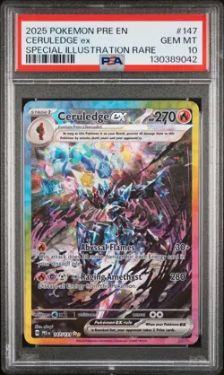 2025 POKEMON PRE EN-PRISMATIC EVOLUTIONS #147 CERULEDGE EX PSA 10 - Image 1