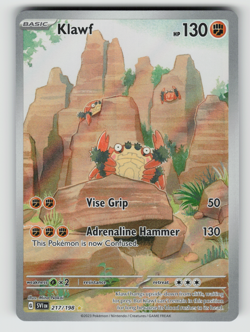 Klawf Pokemon Scarlet & Violet Base Set 217/198 Full Art Illustration Rare NM - Image 1