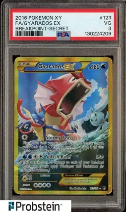 2016 Pokemon XY Breakpoint Secret Print #123 Gyarados Ex FA PSA 3 VG - Image 1