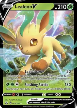 1x Leafeon V - 013/159 - Ultra Rare NM-Mint Pokemon SWSH12.5 - Crown Zenith - Image 1