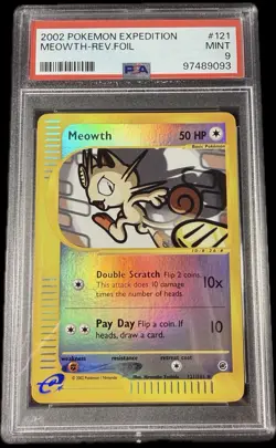 2002 Pokemon Expedition 121 Meowth Reverse PSA 9 Mint - Image 1
