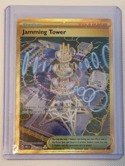Pokemon Destined Rivals Jamming Tower 243/182 Gold Hyper Rare NM - Image 1