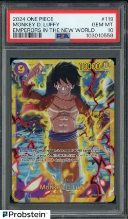 2024 ONE PIECE OP09-EMPERORS IN THE NEW WORLD #119 MONKEY D. LUFFY PSA 10 - Image 1