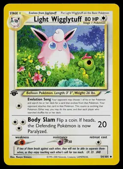 Pokemon Card - Light Wigglytuff Neo Destiny 54/105 Uncommon 1st Edition - Image 1