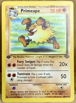Primeape 43/64 Jungle Set 1st Edition Uncommon 1999 Vintage Pokemon TCG LP/MP - Image 1