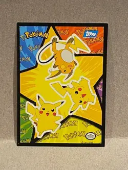 1999 Topps Pokemon The Movie Edition Sticker Cards Pikachu / Raichu – NM - Image 1