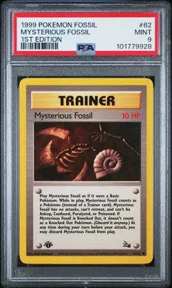 PSA 9 MINT Mysterious Fossil 62/62 Fossil Graded 1999 Pokemon - Image 1