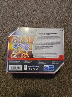 Pokemon Paradox Destinies Tin Gouging Fire ex Tin w/ 5 Booster Packs New Sealed - Image 3