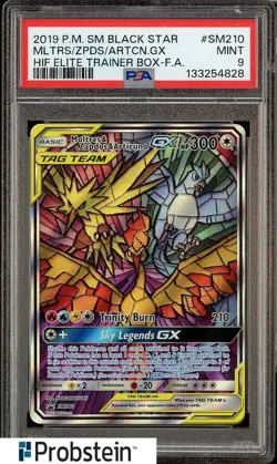 2019 POKEMON SM BSP SM210 FA MOLTRES ZAPDOS ARTICUNO GX HIDDEN FATES ETB PSA 9 - Image 1