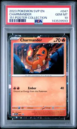 2023 POKEMON SVP EN-SV BLACK STAR PROMO 151 POSTER COLL #047 CHARMANDER PSA 10 - Image 1
