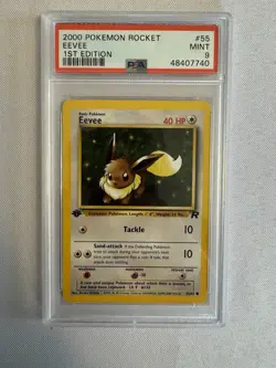 2000 Pokemon - 1st Edition Eevee Non Holo - Team Rocket 55/82 PSA 9 Mint! WOTC - Image 1