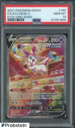 2021 Pokemon SWSH Evolving Skies #184 FA Sylveon V PSA 10 GEM MINT - Image 1