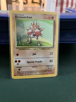 Hitmonchan Base Set Holo Rare MP Pokemon TCG Card 7/102 English 1999 Holographic - Image 3