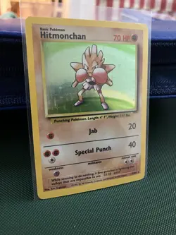 Hitmonchan Base Set Holo Rare MP Pokemon TCG Card 7/102 English 1999 Holographic - Image 4