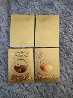 Pikachu LOT of 4 Gold Foil Vinyl Fan Art Textured Collector Cards Card MINT - Image 2