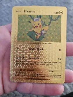 Pikachu LOT of 4 Gold Foil Vinyl Fan Art Textured Collector Cards Card MINT - Image 5