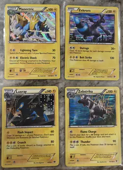 Pokemon TCG Electric Type 4 Card Lot (Luxray, Manetric, Zekrom, Zebstrika) - Image 1