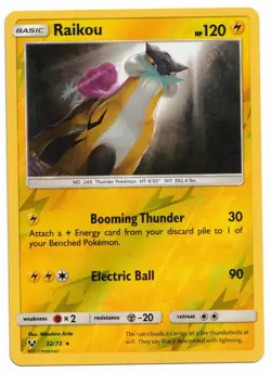 Pokemon Card: Raikou REVERSE HOLO 32/73 Shining Legends Set! NM - Image 1