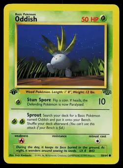 Pokemon Jungle 58/64 Oddish Pokemon Card 1st Edition - Image 1