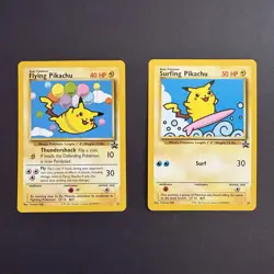NM Pokemon TCG Flying Pikachu #25 & Surfing Pikachu #28 (WoTC Black Star Promo) - Image 1