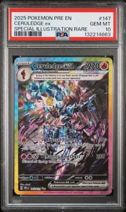 2025 POKEMON PRE EN-PRISMATIC EVOLUTIONS #147 CERULEDGE EX PSA 10 - Image 1