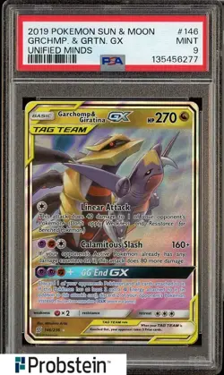 2019 Pokemon Unified Minds Garchomp & Giratina GX #146 PSA 9 MINT - Image 1