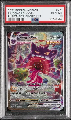 2021 POKEMON SWORD & SHIELD FUSION STRIKE SECRET FULL ART/GENGAR VMAX PSA 10 - Image 1