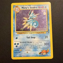 Pokemon TCG Misty's Seadra Holo Rare Gym Heroes Prerelease 9/132 LP - Image 1