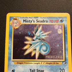 Pokemon TCG Misty's Seadra Holo Rare Gym Heroes Prerelease 9/132 LP - Image 2