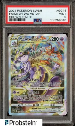 2023 POKEMON SWORD AND SHIELD CROWN ZENITH #GG44 FA/MEWTWO VSTAR PSA 9 - Image 1