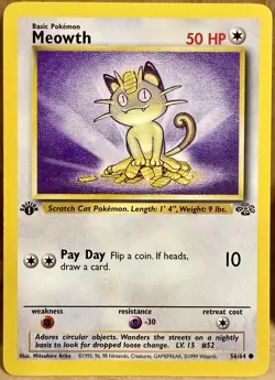 Meowth 56/64 Jungle Set 1st Edition 1999 Vintage Pokemon TCG - Image 1