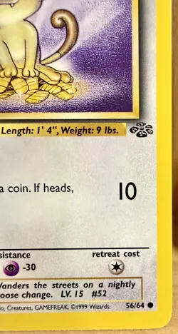 Meowth 56/64 Jungle Set 1st Edition 1999 Vintage Pokemon TCG - Image 4